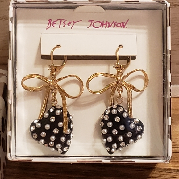 Betsey Johnson Jewelry - Betsey Johnson  Black Heart Earrings